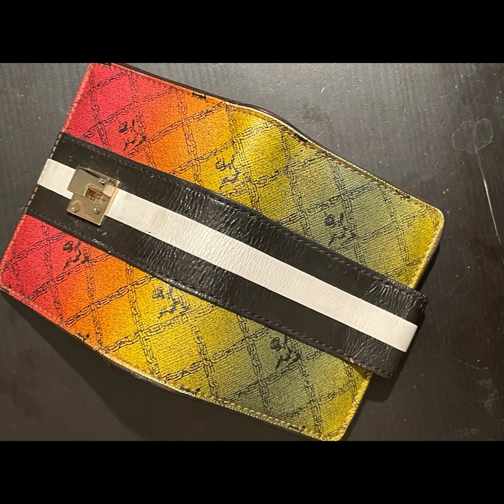 L.A.M.B. Multicolor Gradient Wallet with Signature Black & White Striped Lining. - Picture 7 of 11